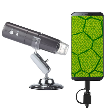 50X~1000X Magnifier HD Image Sensor 1920x1080P USB WiFi Digital Microscope with 8 LED & Professional Stand (Grey)-garmade.com
