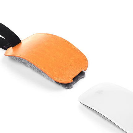 European Style Elastic PU Leather Fur Felt Mouse Storage Bag for Apple Magic Mouse 2-garmade.com