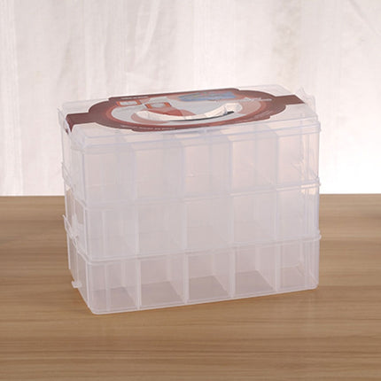 Large Storage Box Three Layer Large 36 Slots Plastic Craft Accessories Beards Jewelry Storage Box Container Home Organizer(Transparent)-garmade.com