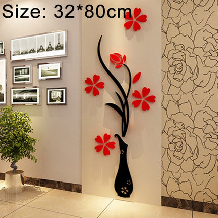 Creative Vase 3D Acrylic Stereo Wall Stickers TV Background Wall Corridor Home Decoration, Size: 32x80x4cm-garmade.com