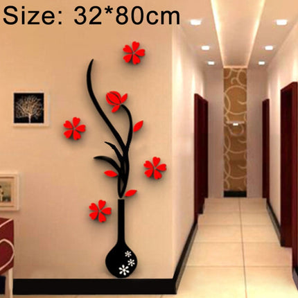 Creative Vase 3D Acrylic Stereo Wall Stickers TV Background Wall Corridor Home Decoration, Size: 32x80x4cm-garmade.com