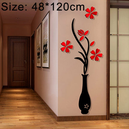 Creative Vase 3D Acrylic Stereo Wall Stickers TV Background Wall Corridor Home Decoration, Size: 48x120x4cm-garmade.com