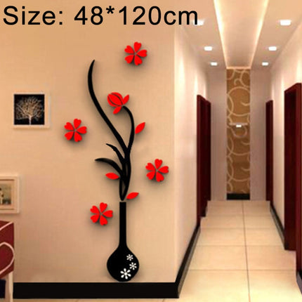 Creative Vase 3D Acrylic Stereo Wall Stickers TV Background Wall Corridor Home Decoration, Size: 48x120x4cm-garmade.com