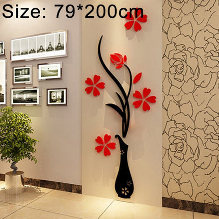 Creative Vase 3D Acrylic Stereo Wall Stickers TV Background Wall Corridor Home Decoration, Size: 79x200x4cm-garmade.com