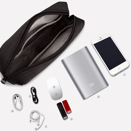 Simple Multi-functional Digital Device Travel Storage Bag for Phones, Power Bank, U-disk, Earphones, Data Cable and etc, Small Size: 16*11*5cm(Black)-garmade.com