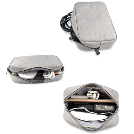 Simple Multi-functional Digital Device Travel Storage Bag for Phones, Power Bank, U-disk, Earphones, Data Cable and etc, Small Size: 16*11*5cm(Grey)-garmade.com