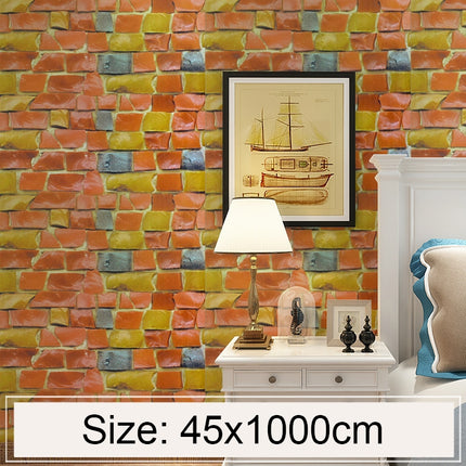 Colored Stone Creative 3D Stone Brick Decoration Wallpaper Stickers Bedroom Living Room Wall Waterproof Wallpaper Roll, Size: 45 x 1000cm-garmade.com