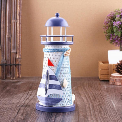 Creative Mediterranean Style Iron Handmade Flash Lighthouse, Random Style Delivery, Size: 18.5*7.5cm-garmade.com