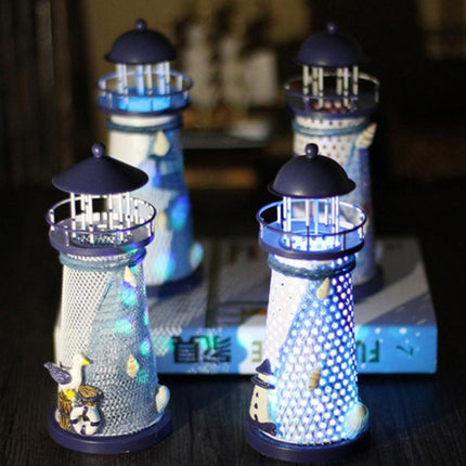 Creative Mediterranean Style Iron Handmade Flash Lighthouse, Random Style Delivery, Size: 18.5*7.5cm-garmade.com