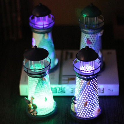 Creative Mediterranean Style Iron Handmade Flash Lighthouse, Random Style Delivery, Size: 18.5*7.5cm-garmade.com