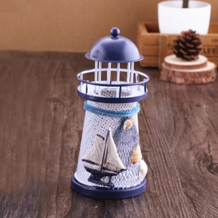 Creative Mediterranean Style Iron Handmade Flash Lighthouse, Random Style Delivery, Size: 14.5*6.5cm-garmade.com