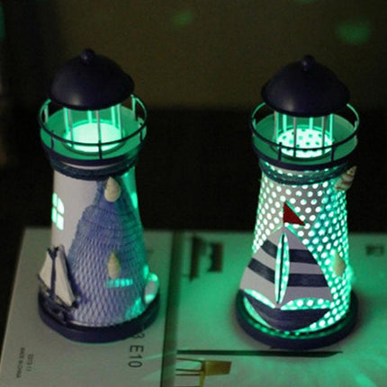 Creative Mediterranean Style Iron Handmade Flash Lighthouse, Random Style Delivery, Size: 14.5*6.5cm-garmade.com