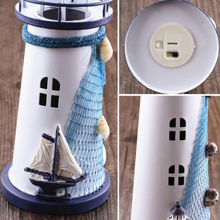 Creative Mediterranean Style Iron Handmade Flash Lighthouse, Random Style Delivery, Size: 14.5*6.5cm-garmade.com