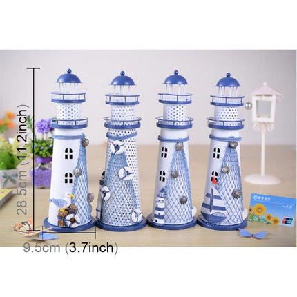 Creative Mediterranean Style Iron Handmade Flash Lighthouse, Random Style Delivery, Size: 28.5*9.5cm-garmade.com