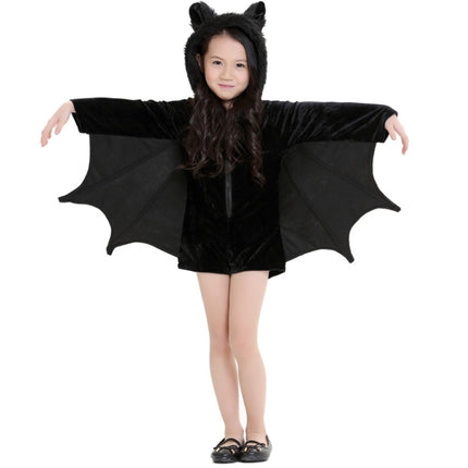 Halloween Costume Children and Women Bat Vampire Clothing Stage Performance Cosplay Clothing, Size:M, Bust: 90cm, Clothes Long: 70cm, Suggested Height:135-150cm-garmade.com