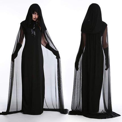 Halloween Costume Night Wandering Soul Ghost Dress Witch Dress Nightclub Rave Party Service, Size:M, Bust: 76-90cm, Clothes Long: 148cm, Cloak Length:220cm-garmade.com