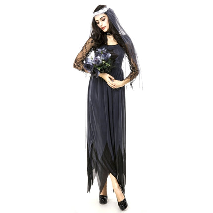 Halloween Costume Women Lace Chiffon Black Dress Ghost Bride Clothes Cosplay Game Uniforms, Size: L, Bust: 80cm, Waistline:72cm, Clothes Long:143cm-garmade.com