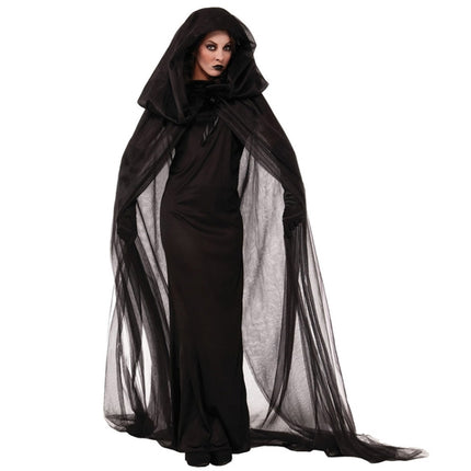 Halloween Costume Night Wandering Soul Ghost Dress Witch Dress Nightclub Rave Party Service, Size:XXS, Bust: 68cm, Clothes Long: 97cm, Cloak Length:150cm-garmade.com