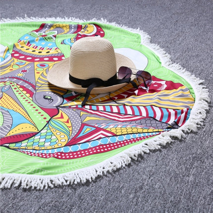 Polyester Printed Summer Bath Towel Round Elephant Sand Beach Towel Shawl Scarf, Size: 150 x 150cm-garmade.com