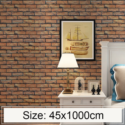Horizontal Brick Creative 3D Stone Brick Decoration Wallpaper Stickers Bedroom Living Room Wall Waterproof Wallpaper Roll, Size: 45 x 1000cm-garmade.com