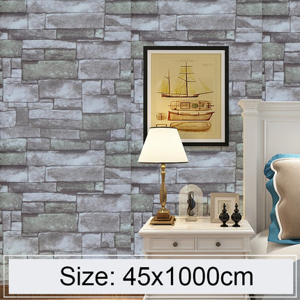 Qingshi Creative 3D Stone Brick Decoration Wallpaper Stickers Bedroom Living Room Wall Waterproof Wallpaper Roll, Size: 45 x 1000cm-garmade.com