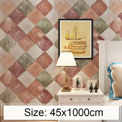 Colorful Stone Creative 3D Stone Brick Decoration Wallpaper Stickers Bedroom Living Room Wall Waterproof Wallpaper Roll, Size: 45 x 1000cm-garmade.com