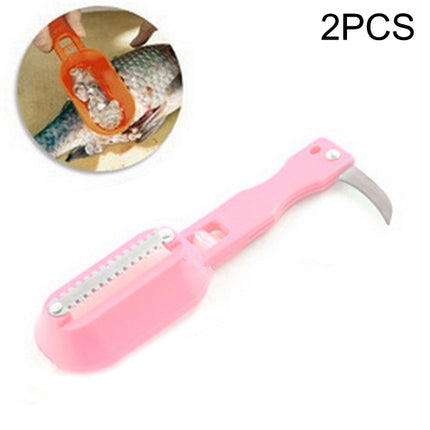 2 PCS Kitchen Essential Fish Scraper Fish Scale Planing Knife with Cover (Pink)-garmade.com