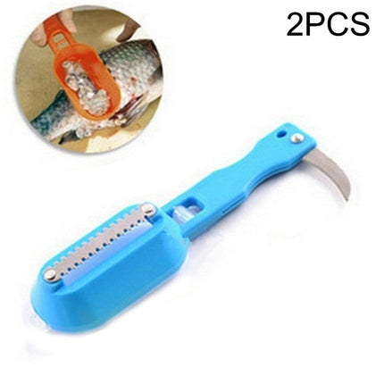 2 PCS Kitchen Essential Fish Scraper Fish Scale Planing Knife with Cover (Blue)-garmade.com