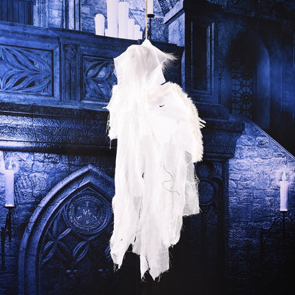 Flying Hanging Ghost Scary Sound and Moving for Halloween Decorations (White)-garmade.com