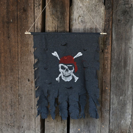 Halloween Decoration Jolly Roger Skull Banner Pirate Flag Party Supplies, Small Size: 47 x 51cm-garmade.com