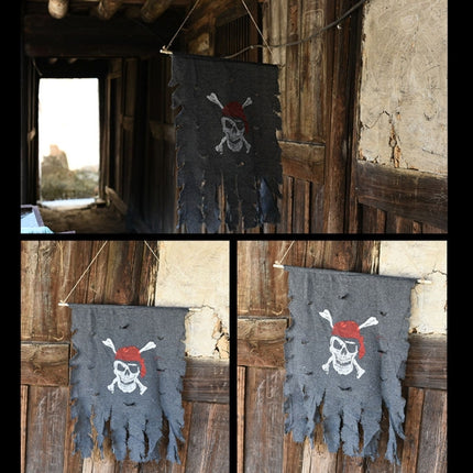 Halloween Decoration Jolly Roger Skull Banner Pirate Flag Party Supplies, Small Size: 47 x 51cm-garmade.com