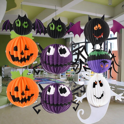 3 PCS / Set Creative Funny Halloween Pumpkin Bats Spider Pendant Paper Decoration and Props Horror-garmade.com