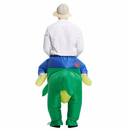 Operated Inflatable Dinosaur Fancy Polyester Dress Halloween Party Costume for Adult, Recommended Height: 1.6-1.9m(Green)-garmade.com