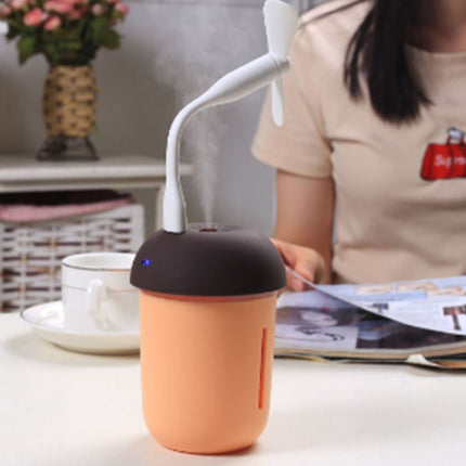 3 in 1 Multi-function USB Charge Mushroom Shape Electric Aroma Essential Ultrasonic Aromatherapy Cool Mist Humidifier with Extended USB Port(Coffee)-garmade.com