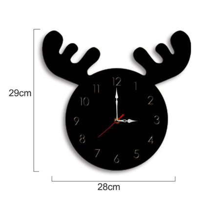 Deer Head Pattern Creative Living Room Decorative Wall Clock (Black)-garmade.com