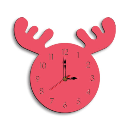 Deer Head Pattern Creative Living Room Decorative Wall Clock (Pink)-garmade.com