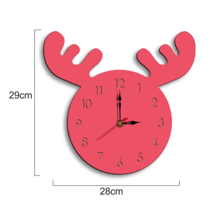 Deer Head Pattern Creative Living Room Decorative Wall Clock (Pink)-garmade.com
