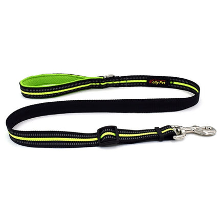 Pet Dogs Nylon Night Reflective Breathable Handheld Traction Lead Leash, Size: M, Adjustable Range: 2.5*(100-140cm)(Green)-garmade.com