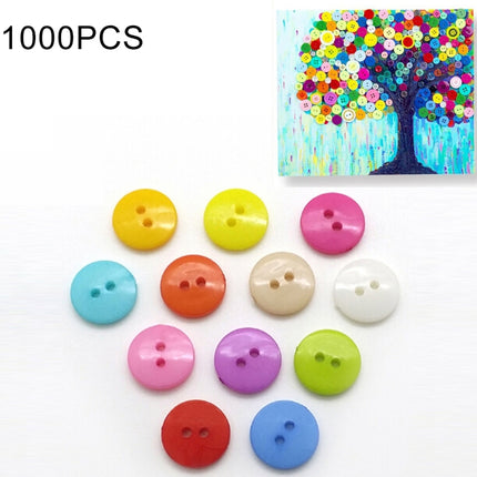 1000 PCS Assorted Mixed Color 2 Holes Buttons for Sewing DIY Crafts Children Manual Button Painting, Random Color, Diameter: 10mm-garmade.com