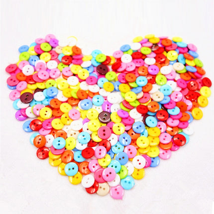 1000 PCS Assorted Mixed Color 2 Holes Buttons for Sewing DIY Crafts Children Manual Button Painting, Random Color, Diameter: 10mm-garmade.com