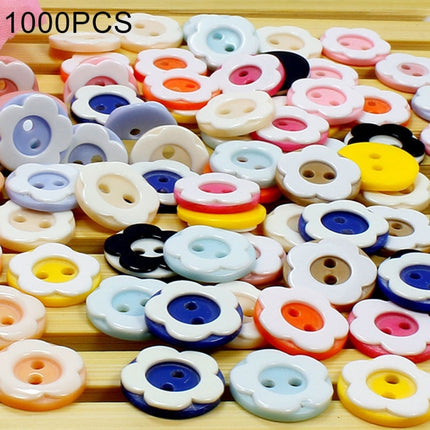 1000 PCS Plum Blossom Shape Resin 2 Holes Button Sewing Accessories Clothes Decor Crafts, Random Color, Diameter: 12.5mm-garmade.com