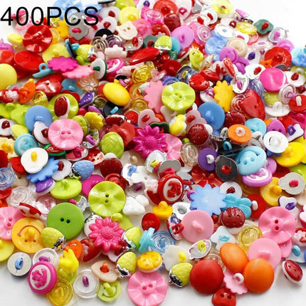 400 PCS Assorted Mixed Color Buttons for Sewing DIY Crafts Children Manual Button Painting, Random Color Style-garmade.com