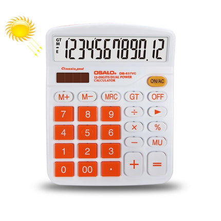 OSALO OS-837VC 12 Digits Colorful Desktop Calculator Solar Energy Dual Power Calculator(Orange)-garmade.com