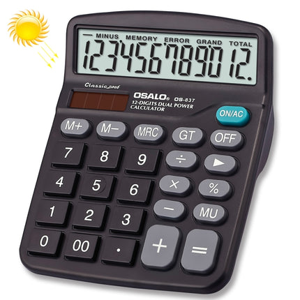 OSALO OS-837 12 Digits Desktop Calculator Solar Energy Dual Power Calculator-garmade.com