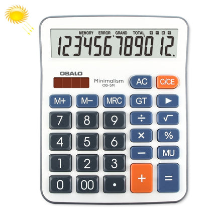 OSALO OS-5M 12 Digits Desktop Calculator Solar Energy Dual Power Calculator-garmade.com