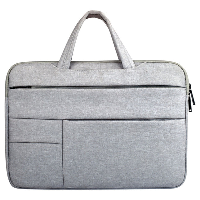 Universal Multiple Pockets Wearable Oxford Cloth Soft Portable Leisurely Handle Laptop Tablet Bag (Grey)-garmade.com