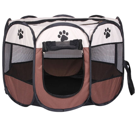 Fashion Oxford Cloth Waterproof Dog Tent Foldable Octagonal Outdoor Pet Fence, M, Size: 91 x 91 x 58cm(Coffee)-garmade.com