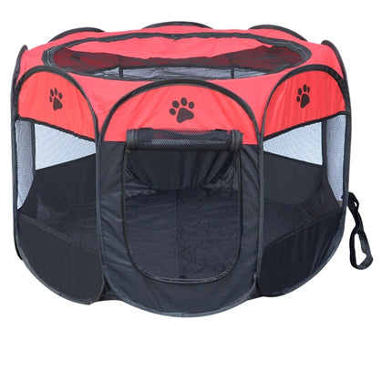 Fashion Oxford Cloth Waterproof Dog Tent Foldable Octagonal Outdoor Pet Fence, M, Size: 91 x 91 x 58cm (Red)-garmade.com