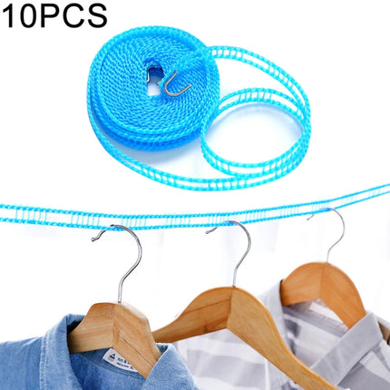 10 PCS Windproof Clotheslines Ropes for Outdoor Indoor Home Travel Camping Laundry Drying Use, Length: 3m, Random Color Delivery-garmade.com