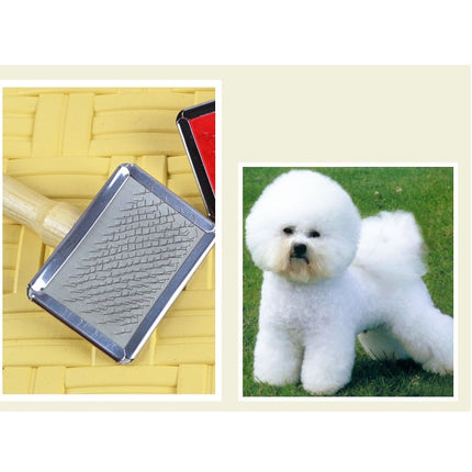 Soft Curve Needled Manual Bristles Grooming Cleaning Brush with Wood Handle for Pet, Size: L, Random Color Delivery-garmade.com